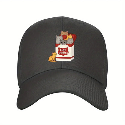 Cat Addict Box Graphic Baseball Cap