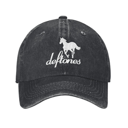 Retro Deftones Baseball Caps Unisex Style Distressed Cotton Snapback Cap White Pony