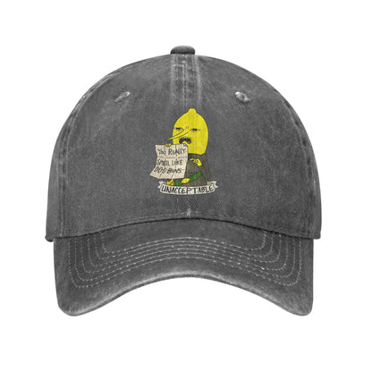 Unisex Lemongrab Printed Hat Fashion Distressed Denim Baseball Cap