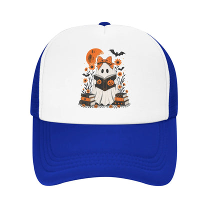 Halloween Ghost Reading Book Mesh Baseball Caps