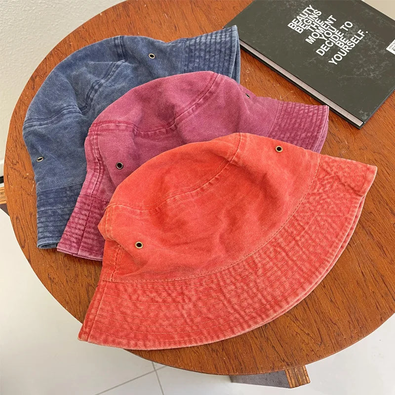 Washed Denim Bucket Hat Women Fisherman's Hat Bucket Hat