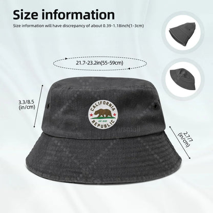 California Republic Sticker Unisex Cotton Bucket Hats