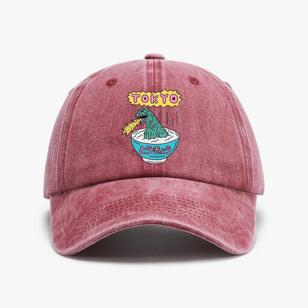 New Arrival Cartoon Dinosaur Print Japan Harajuku Baseball Cap