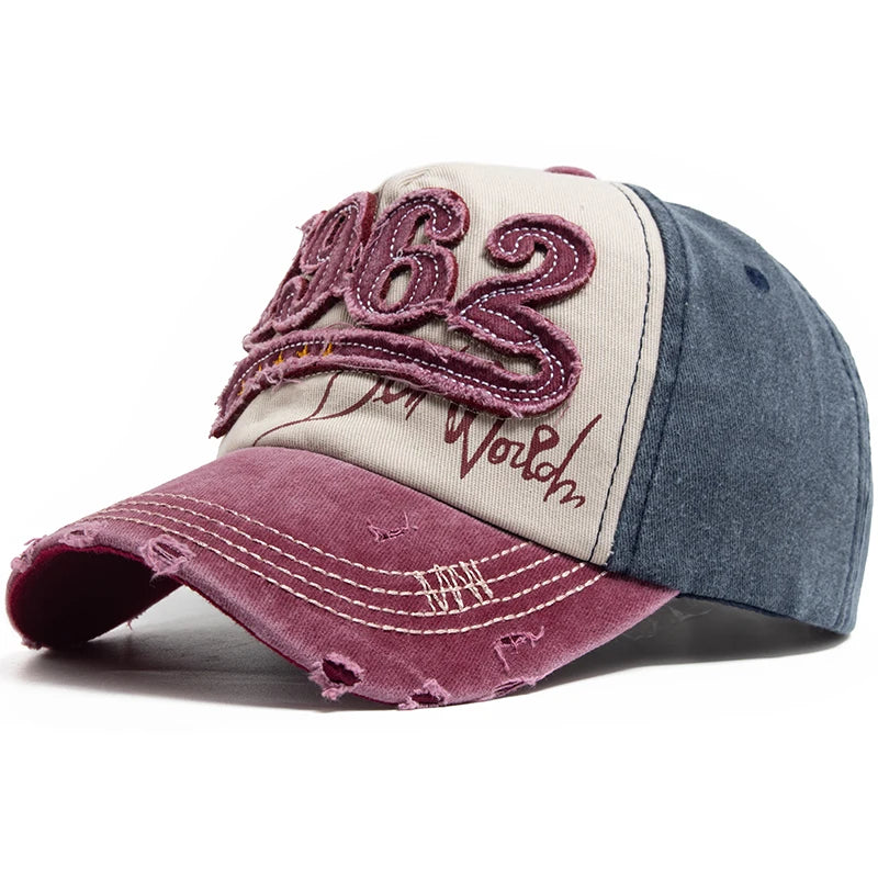 Fashion Vintage Washed Cotton Baseball Cap Men Digit 1962 Embroidery Snapback Spring Autumn Women