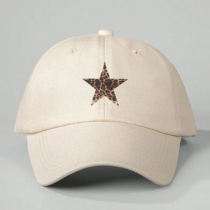 Leopard Print Star Soft Cotton Baseball Cap Unisex