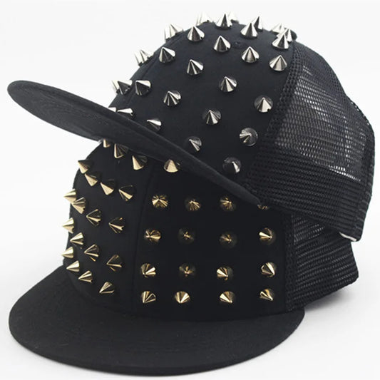 Men Women Rivet Hat Punk Rock Hip Hop Stud Baseball Cap Y2K Snapback Outdoor