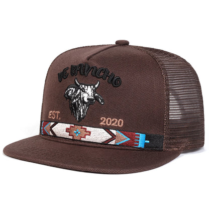 Unisex Bullhead Letter Embroidery Hip Hop Net Hats