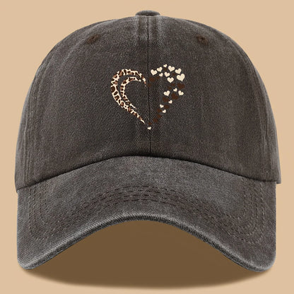 Leopard Print Heart Print Retro Casual Baseball Cap Suitable For Parties