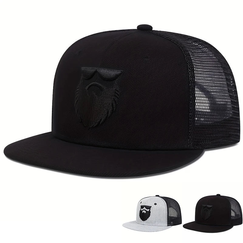 Unisex Uncle Beard Embroidery Hip-hop Net Hats Spring Summer