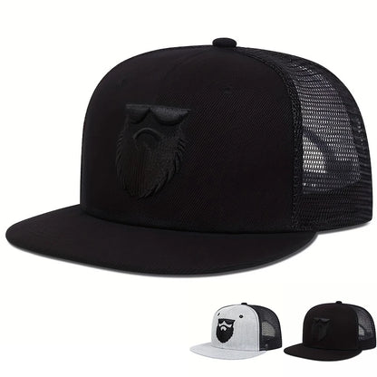 Unisex Uncle Beard Embroidery Hip-hop Net Hats Spring Summer