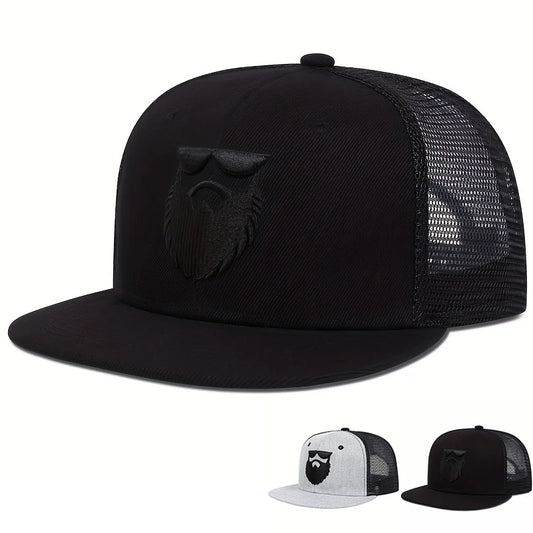 Unisex Uncle Beard Embroidery Hip-hop Net Hats Spring Summer