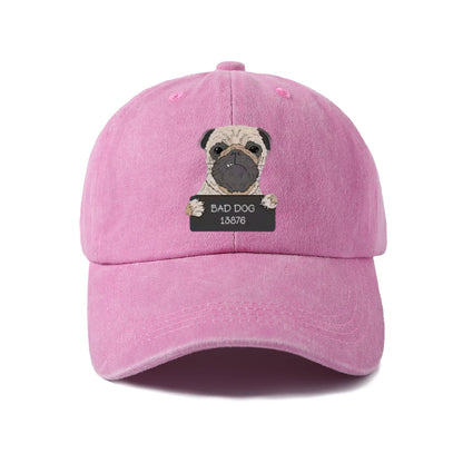 Bad Dog Pug Portrait Graphic Baseball Cap