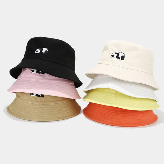 Fashion Cartoon Panda Funny Black White Bucket Hat For Men Women