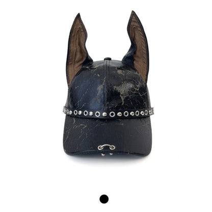 Niche Punk Leather Rivet Dog Ears Baseball Caps