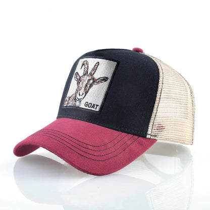 Fashion Trucker Caps With Embroidery Goat Patch