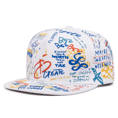 Flat Edge Hat Color Graffiti Letter Printed Snapback Hat