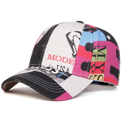 Unisex Cute Letter Graffiti Print Baseball Caps