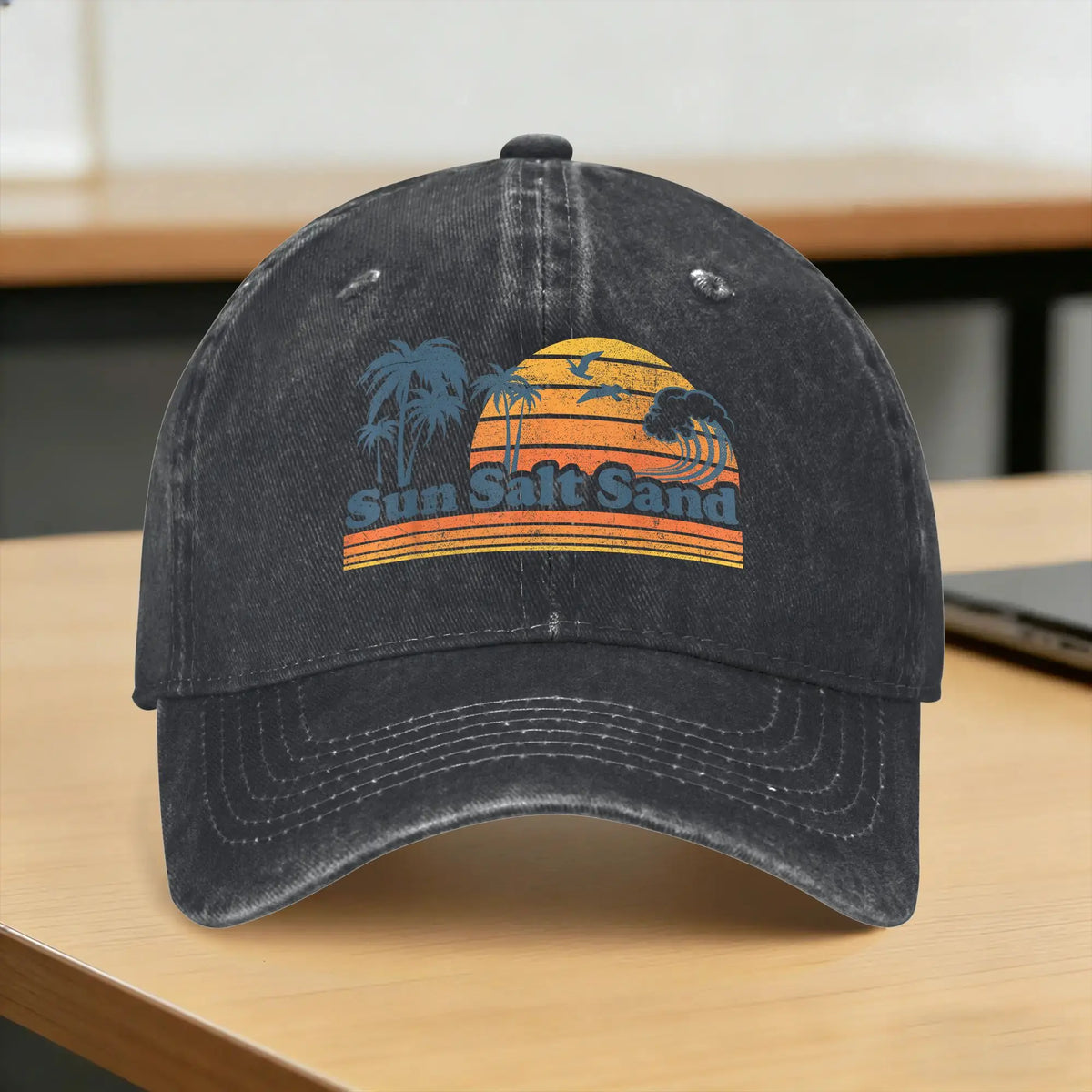 Baseball Cap Funny Sun Salt Sand Vacation Beach Vintage 70s Retro Cute Summer