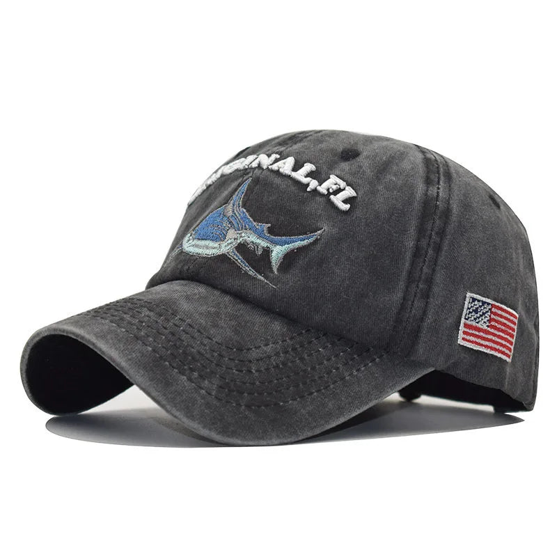Alphabet Shark Embroidered Baseball Cap For Men And Women