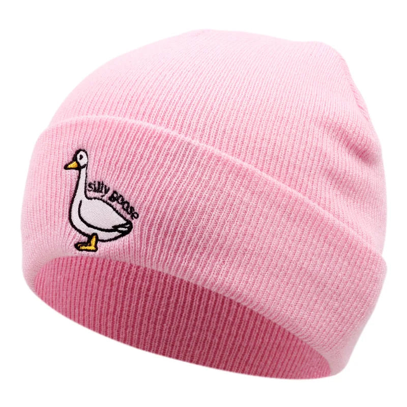 Cute Duck Embroidered Knitted Hat, Warm For Men and Women In Autumn And Winter