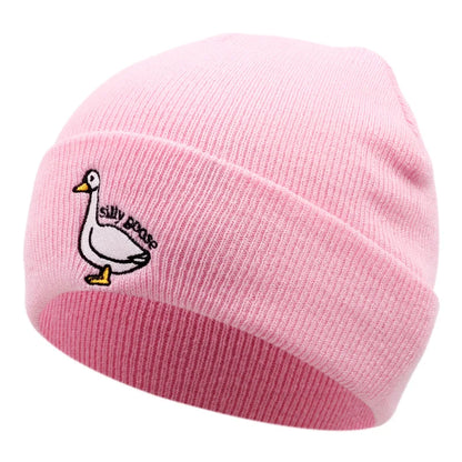 Cute Duck Embroidered Knitted Hat, Warm For Men and Women In Autumn And Winter