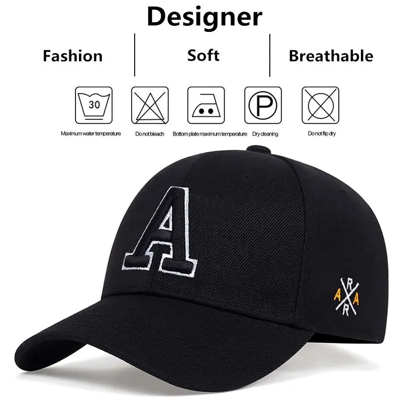 Unisex Simple Letter A Embroidery Baseball Caps Spring And Autumn