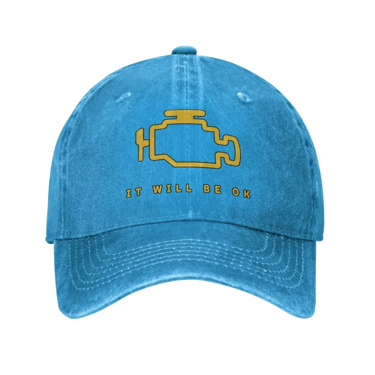 Fashion Water Washing Mechanic Auto Repair Check Engine Light Baseball Caps