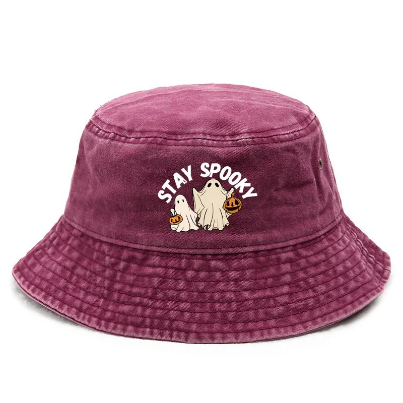 Halloween Themed Atmosphere "STAY SPOOKY" Printed Cap Bucket Hat