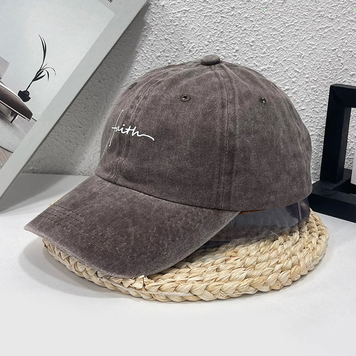 Faith Printed Retro Street Style Distressed Men Women Baseball Cap