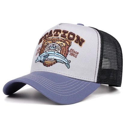 New Bear Eating Fish Street Dance Hip Hop Hat Baseball Hat