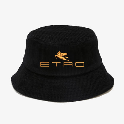 'E' Embroidery Corduroy Bucket Hat Breathable Sun Hat Unisex Fisherman Cap For Men & Women
