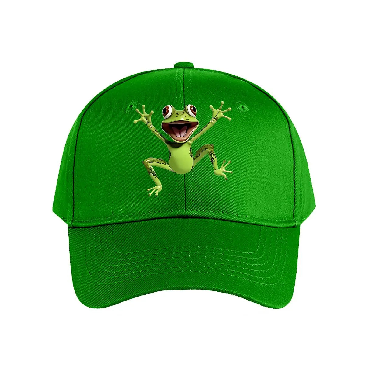 Cute Green Cartoon Frog Plastic Figurine Baseball Cap