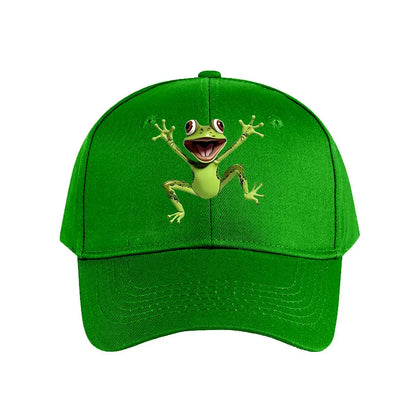 Cute Green Cartoon Frog Plastic Figurine Baseball Cap