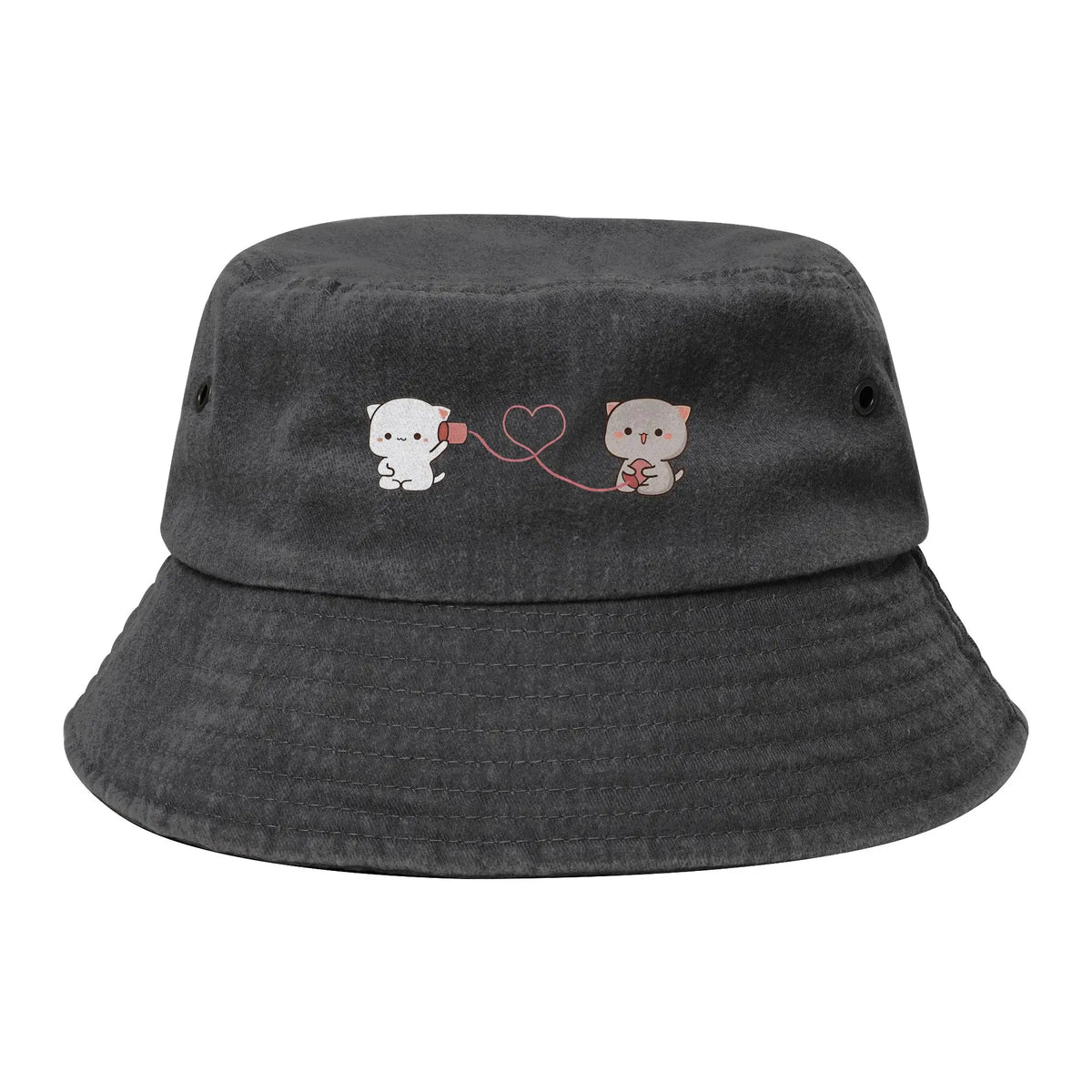 Peach And Goma Love Call Bucket Hat Vocation Mochi Cat