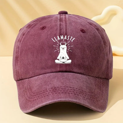 Baseball Cap with "LLAMASTE" Cartoon Llama Design