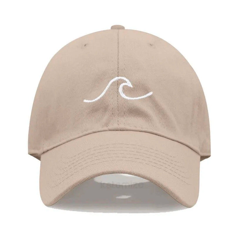 Men's Baseball Cap Women's Washed Cotton Waves Embroidery Embroidery Sport Golf Caps For Man