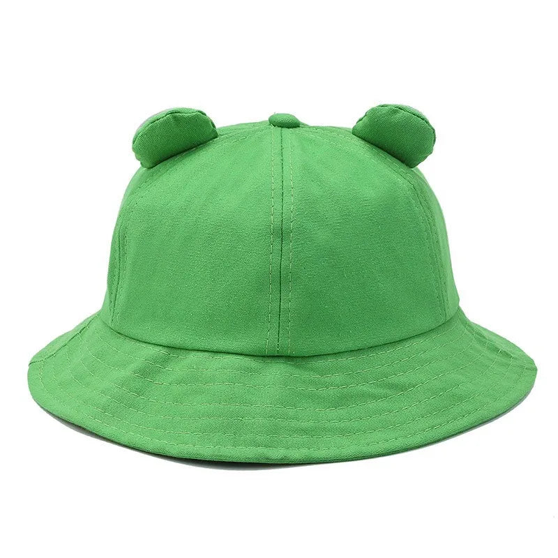Bucket Hat Women Summer Fisherman Hat Girls Cartoon Frog Design