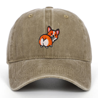 Fun Corgi Canine Embroidered Baseball Hats