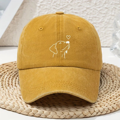 White Line Dog Print Women's Baseball Cap
