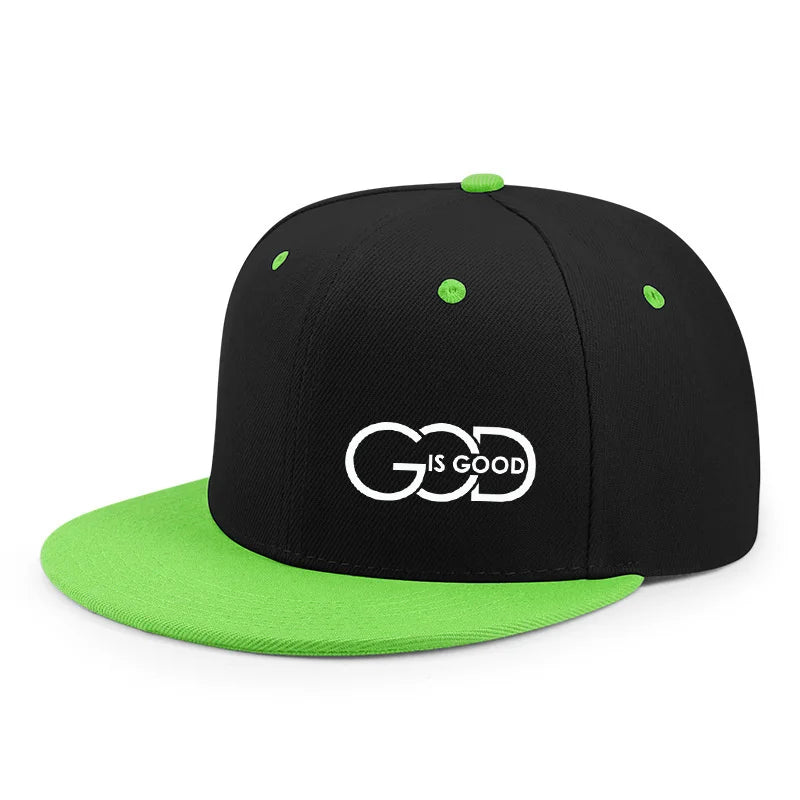 Unisex Adjustable Snapback Cap Street Flat Brim Hat Printed GOD IS GOOD