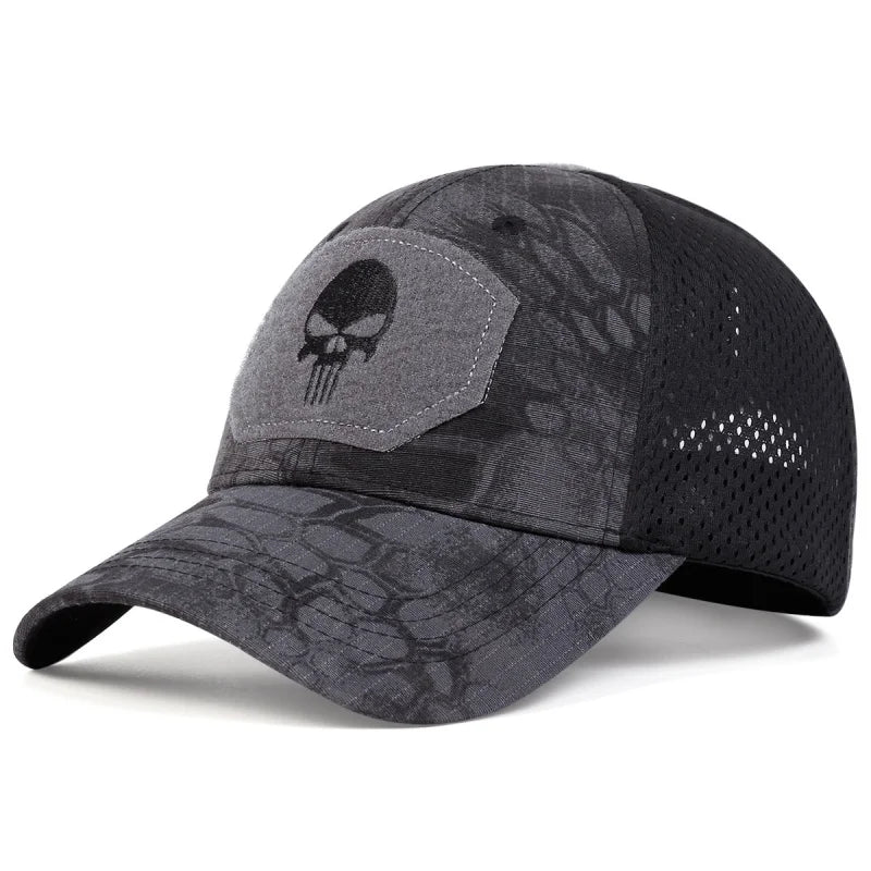 Unisex Skull Embroidery Baseball Net Caps Sunscreen Hat Sports Golf Cap