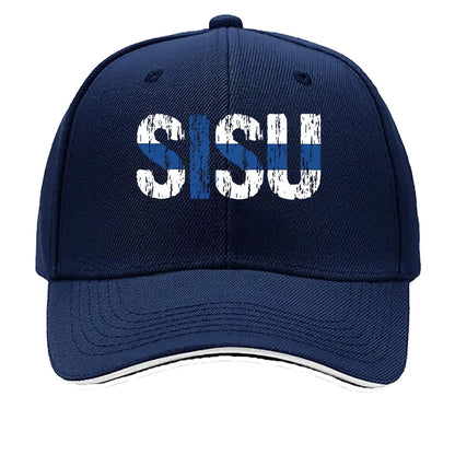 Sisu Finnish Word Resilience Text Art Print Sandwich Baseball Cap