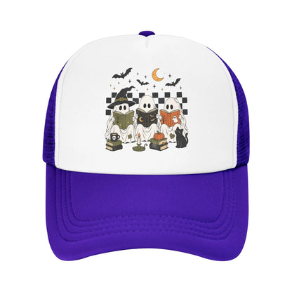 Halloween Ghost Reading Books Witch Cat Baseball Caps