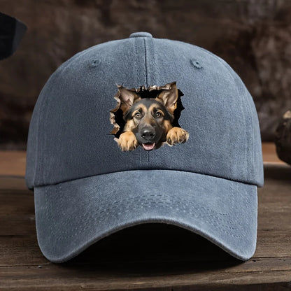 Broken Hole Wolf Dog Print Baseball Cap