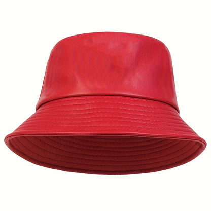 Winter Fashion Bucket Hat Artificial Leather Windproof Warm