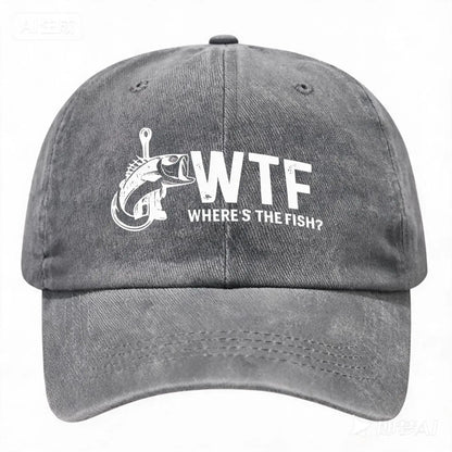 Where Is the Fish WTF Distressed Baseball Cap