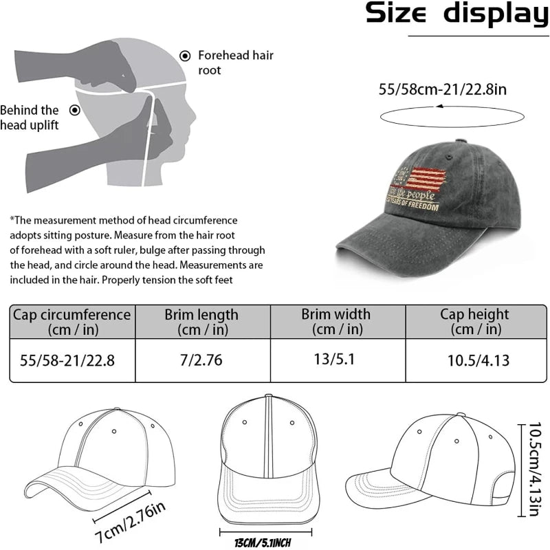 Retro Washed Printted U.S. 250th Anniversary 250 Years Freedoms 1776-2026 Baseball Hats