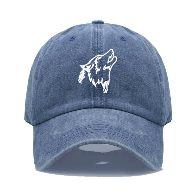 Wolf Embroidered Baseball Cap For Women Men
