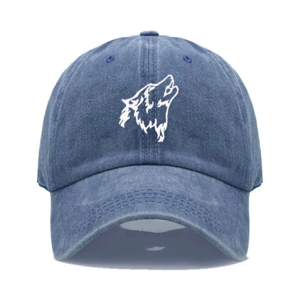 Wolf Embroidered Baseball Cap For Women Men