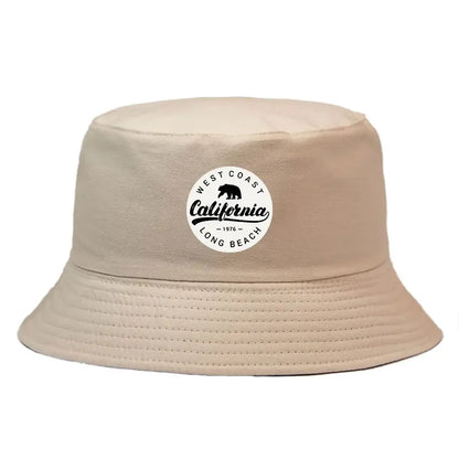 Summer 1976 California Long Beach Print Bucket Hat Woman Man Panama Hat Unisex Travel Sun Fisherman Cap